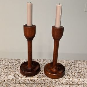 MCM wooden candle stick holders